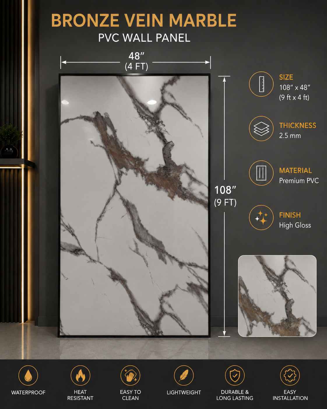 PVC Bronze Vein Marble